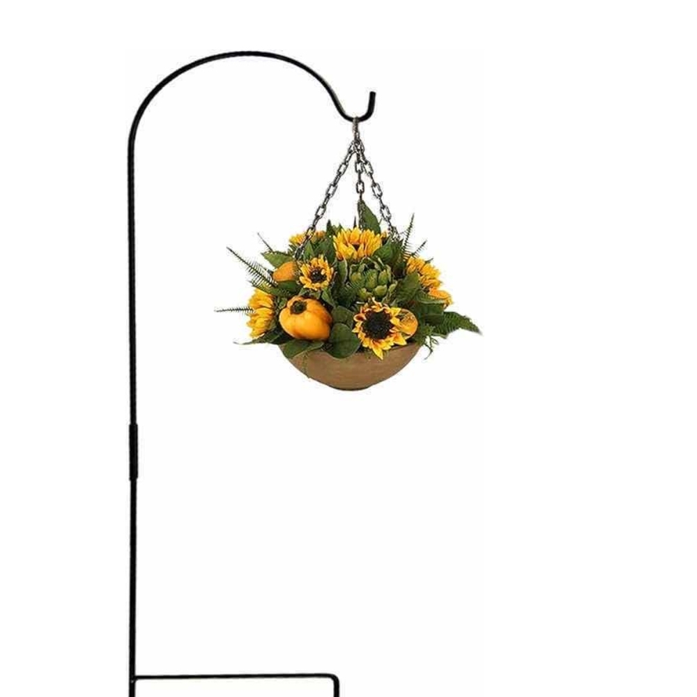 36" Garden Hooks Of Black Metal With Step In Ground Base HOOK ONLY